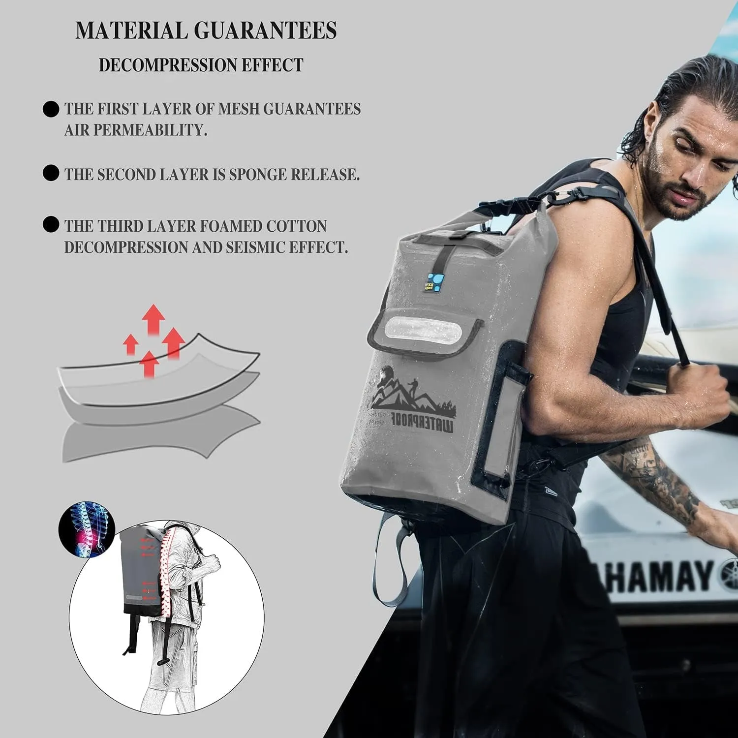Kayak Dry Bag Backpack, Waterproof Backpack for Men, 20L/30L/40L