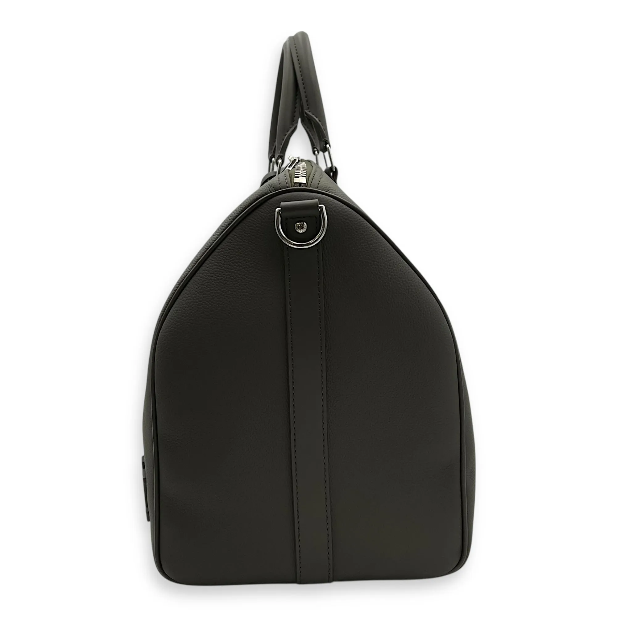 Keepall 50 Grey Top Handle Bag in Aerogram Leather, Silver hardware