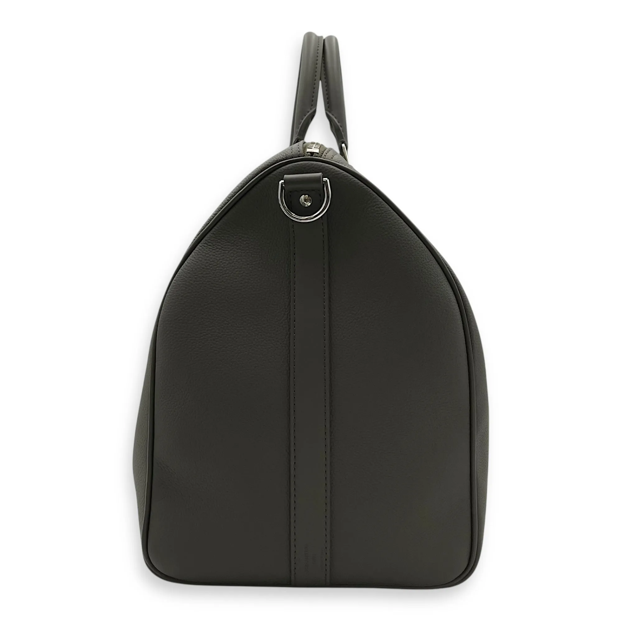 Keepall 50 Grey Top Handle Bag in Aerogram Leather, Silver hardware