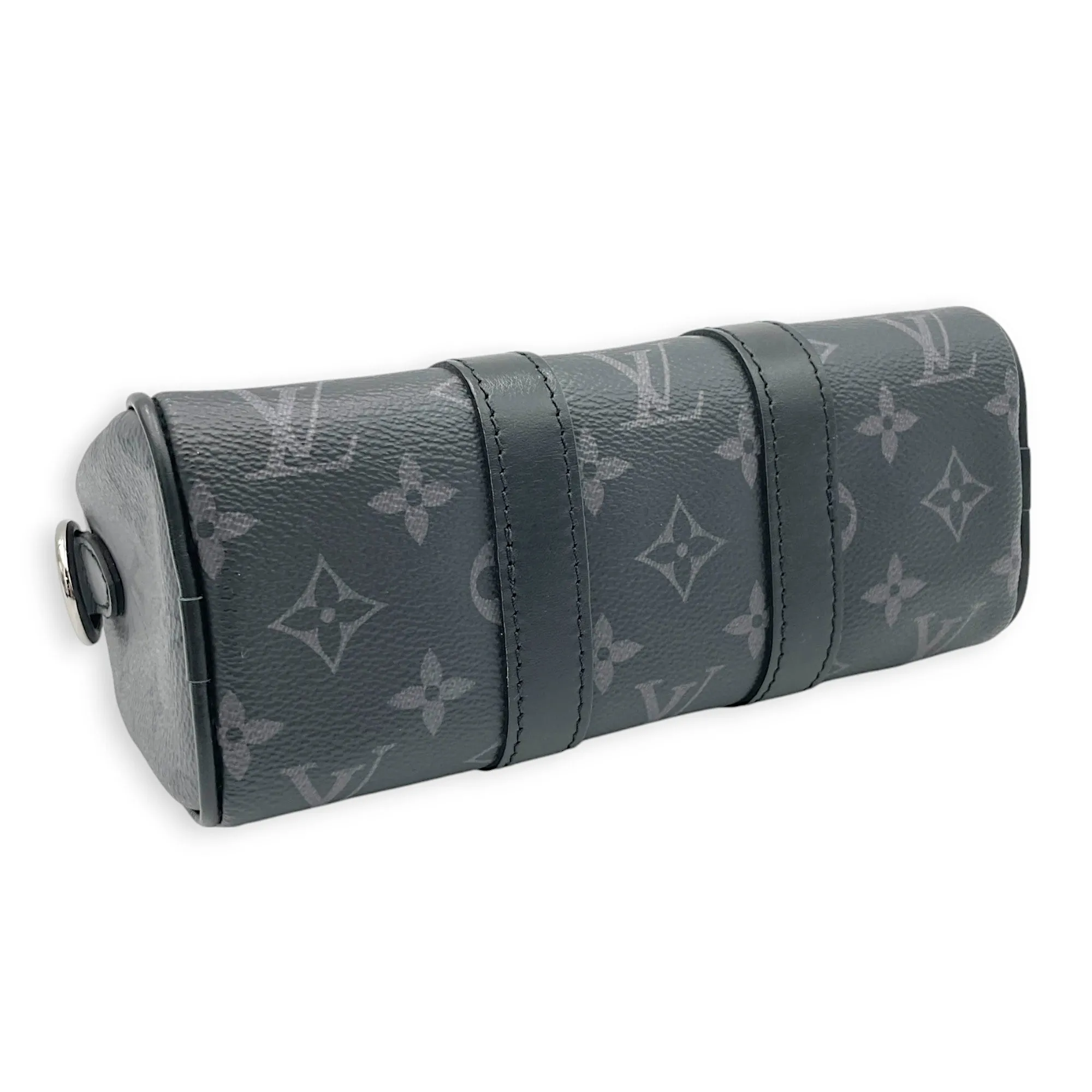 Keepall XS Grey Top Handle Bag in Monogram Coated Canvas, Silver hardware