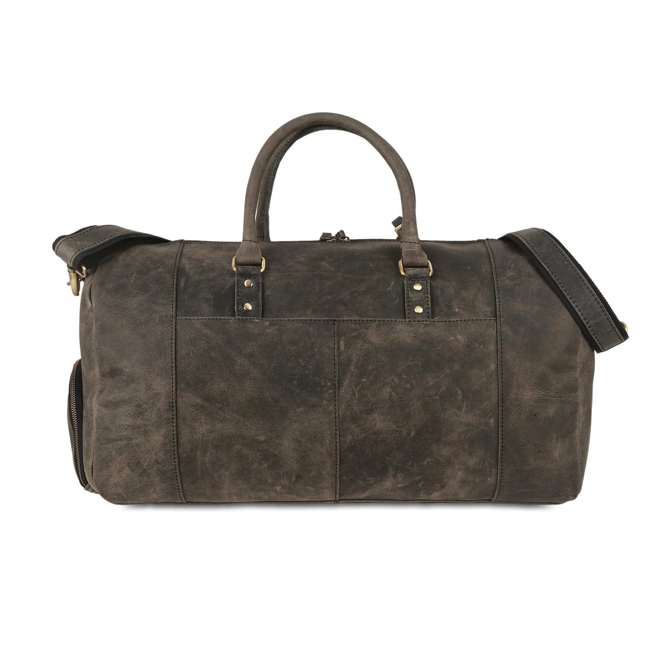KomalC Leather Travel Duffel Bags for Men and Women Full Grain Leather Overnight Weekend Leather Bags Sports Gym Duffle
