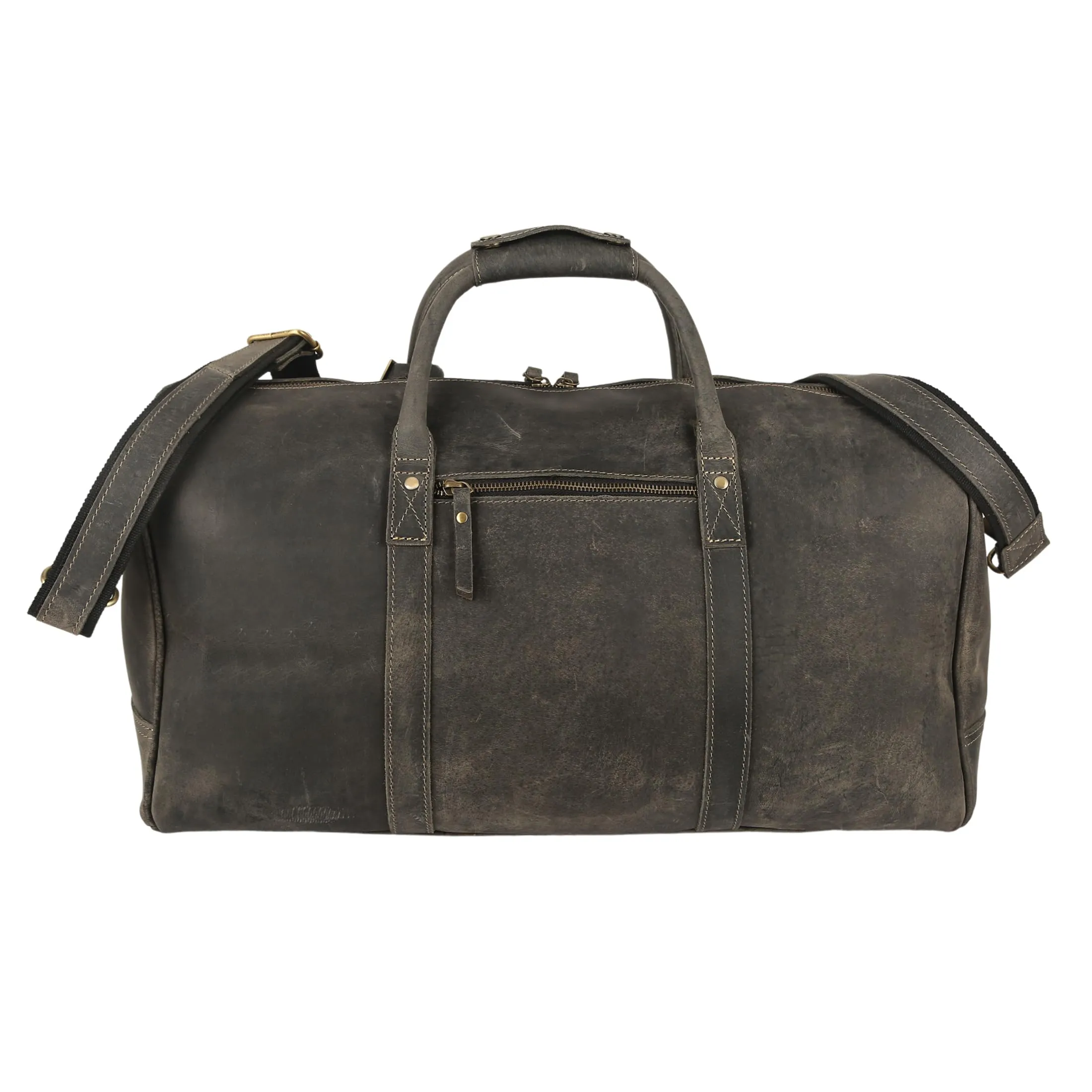 KomalC Leather Travel Duffel Bags for Men and Women Full Grain Leather Overnight Weekend Leather Bags Sports Gym Duffle