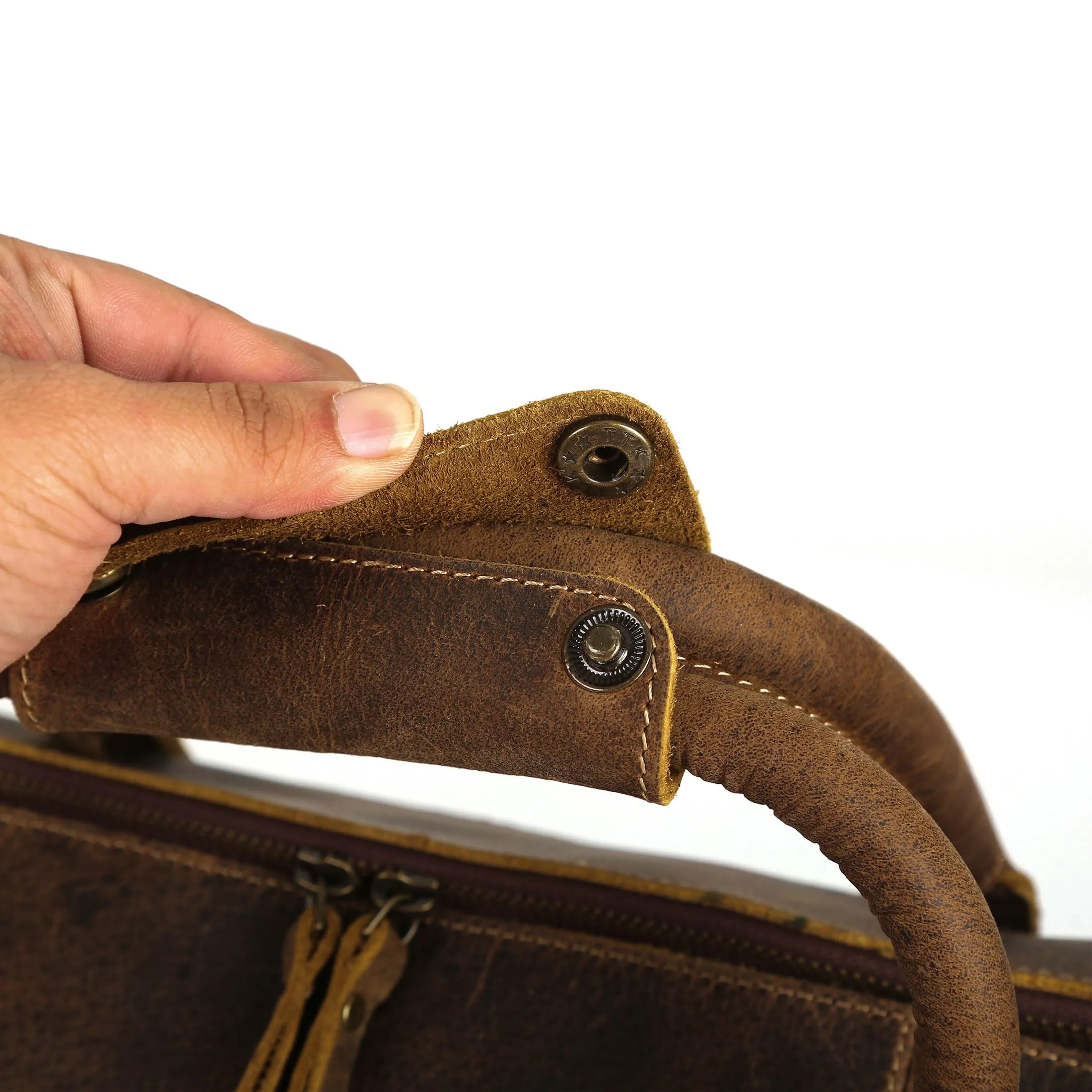 KomalC Leather Travel Duffel Bags for Men and Women Full Grain Leather Overnight Weekend Leather Bags Sports Gym Duffle
