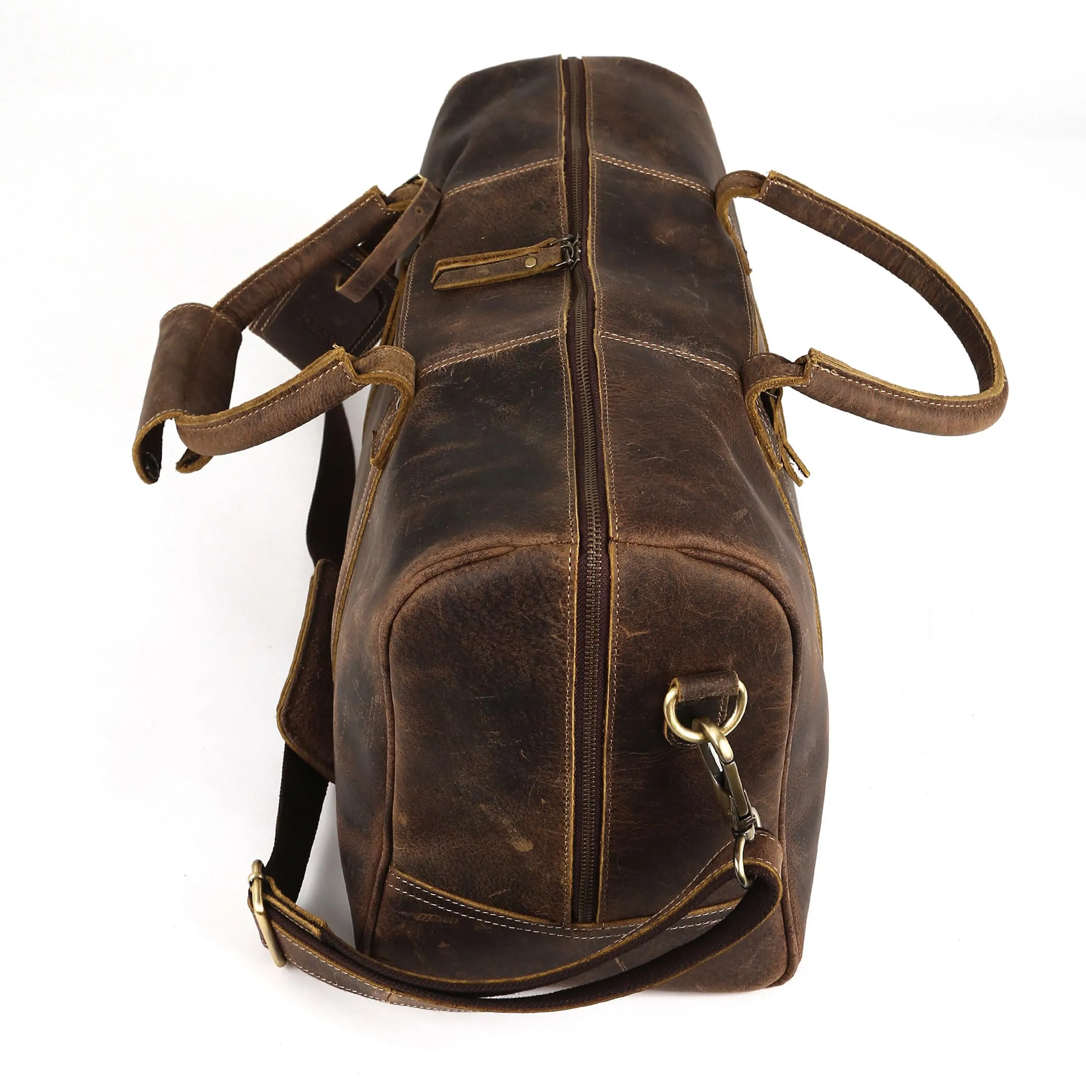 KomalC Leather Travel Duffel Bags for Men and Women Full Grain Leather Overnight Weekend Leather Bags Sports Gym Duffle