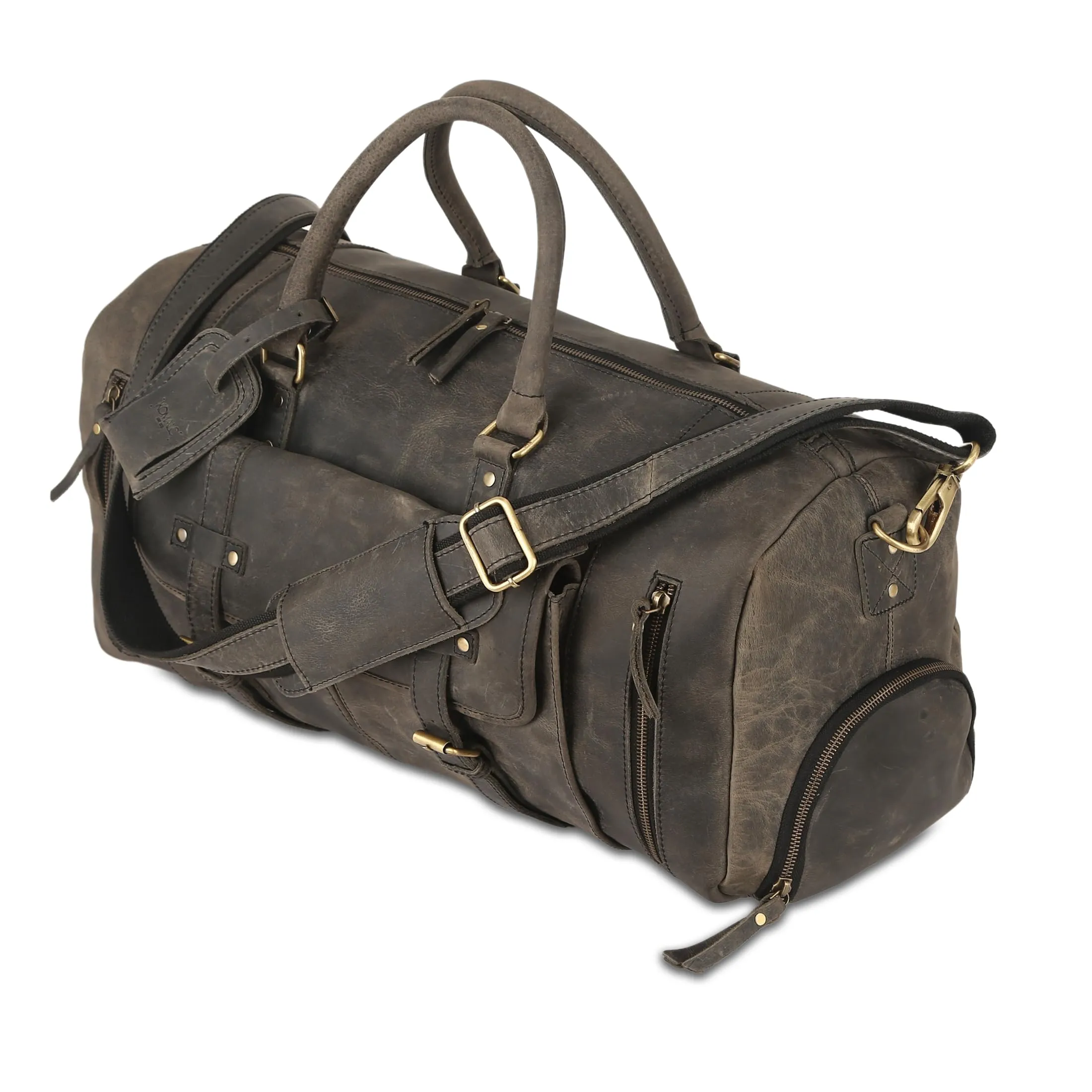 KomalC Leather Travel Duffel Bags for Men and Women Full Grain Leather Overnight Weekend Leather Bags Sports Gym Duffle