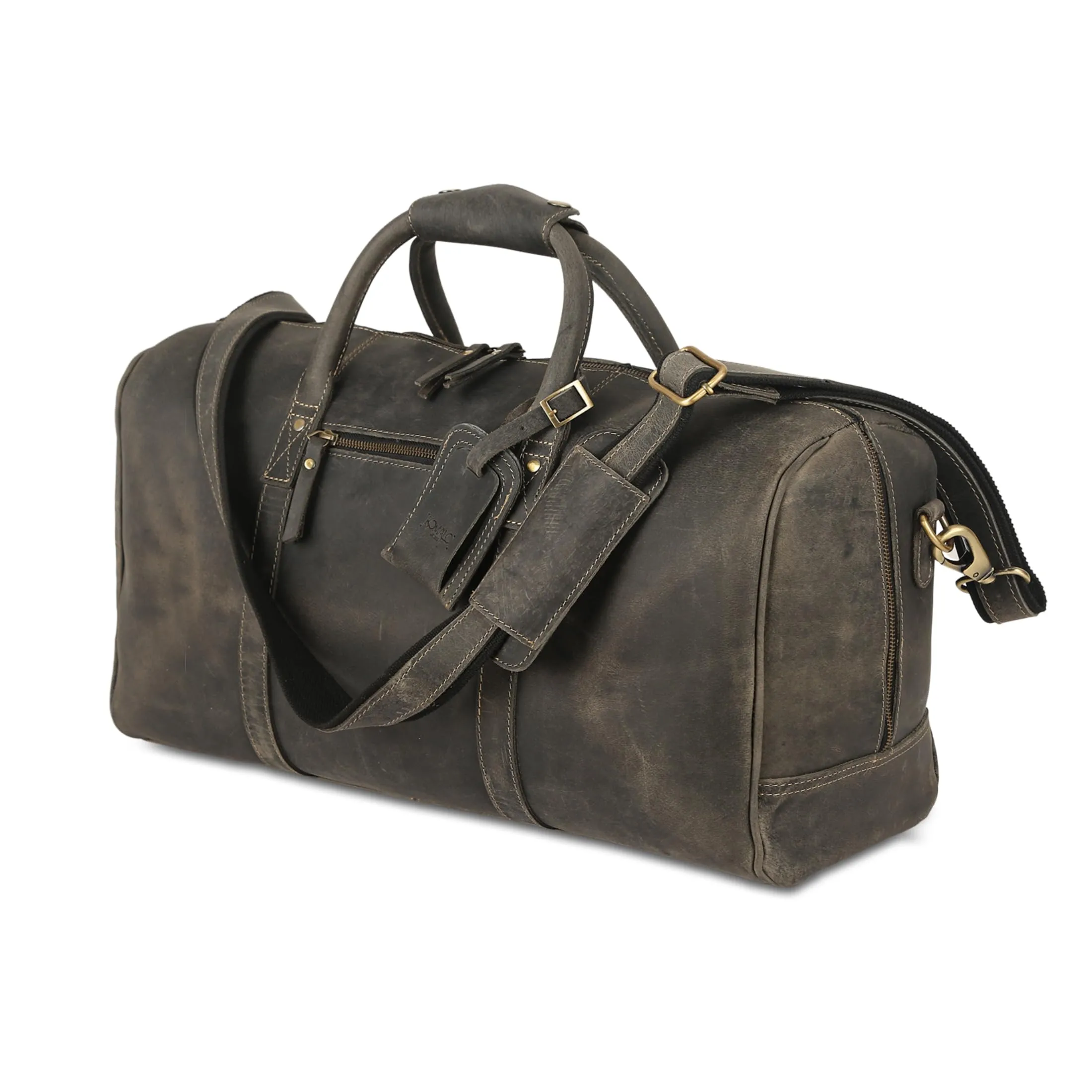 KomalC Leather Travel Duffel Bags for Men and Women Full Grain Leather Overnight Weekend Leather Bags Sports Gym Duffle