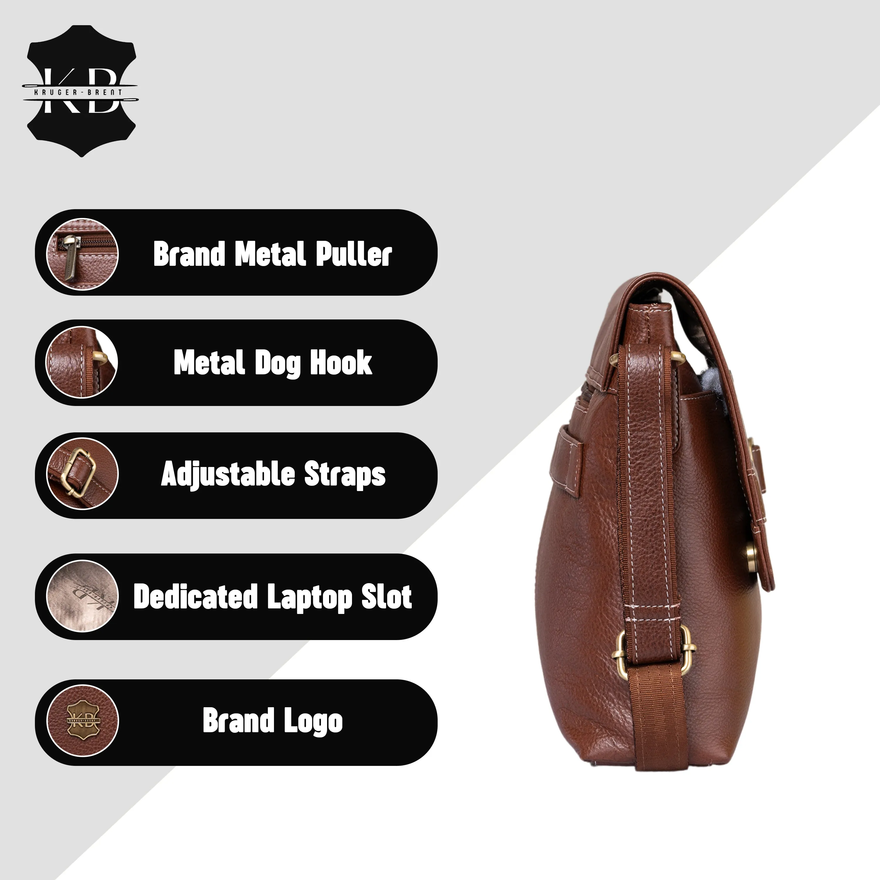 Kuger-Brent Dionysus Brown Genuine Leather Unisex Messenger Bag