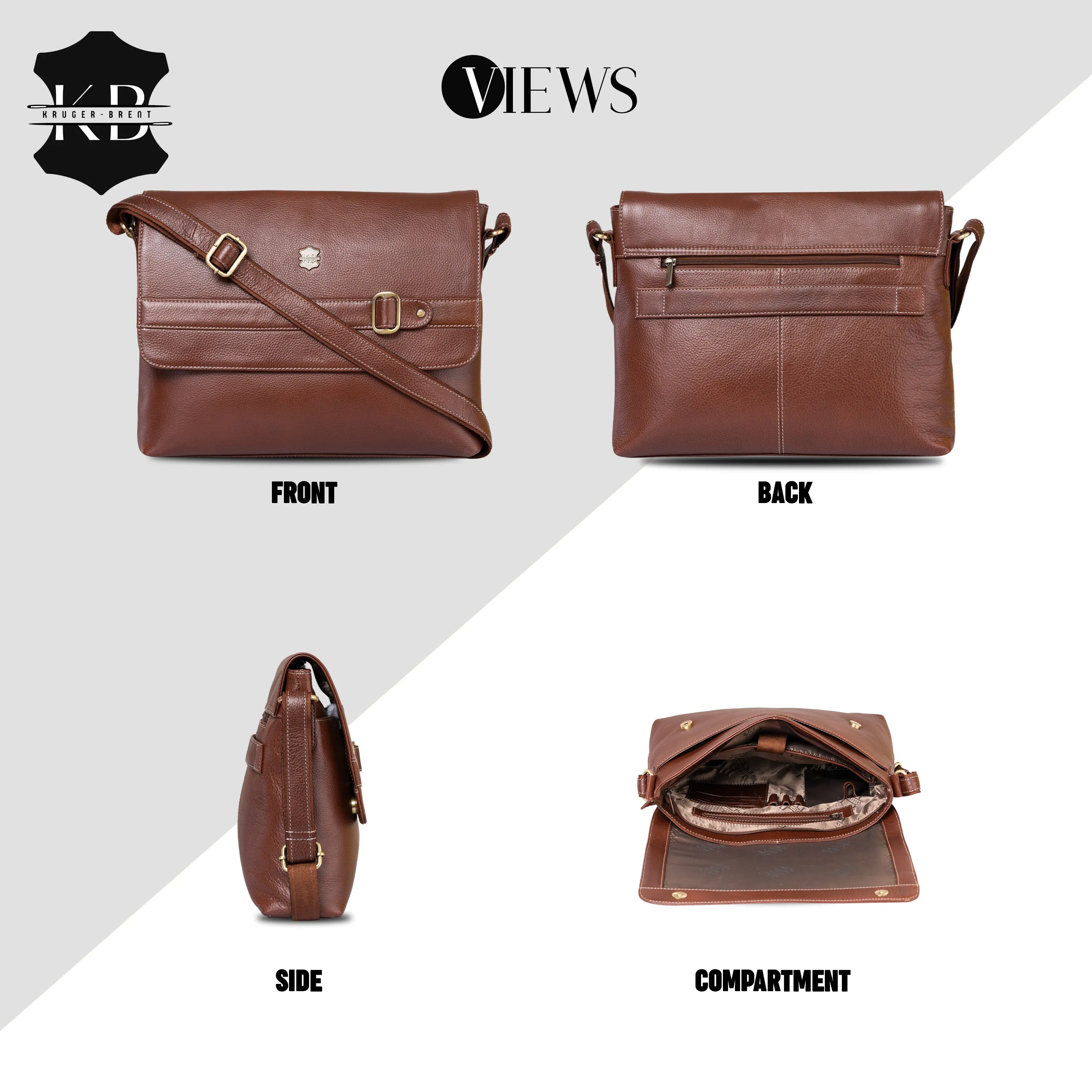 Kuger-Brent Dionysus Brown Genuine Leather Unisex Messenger Bag