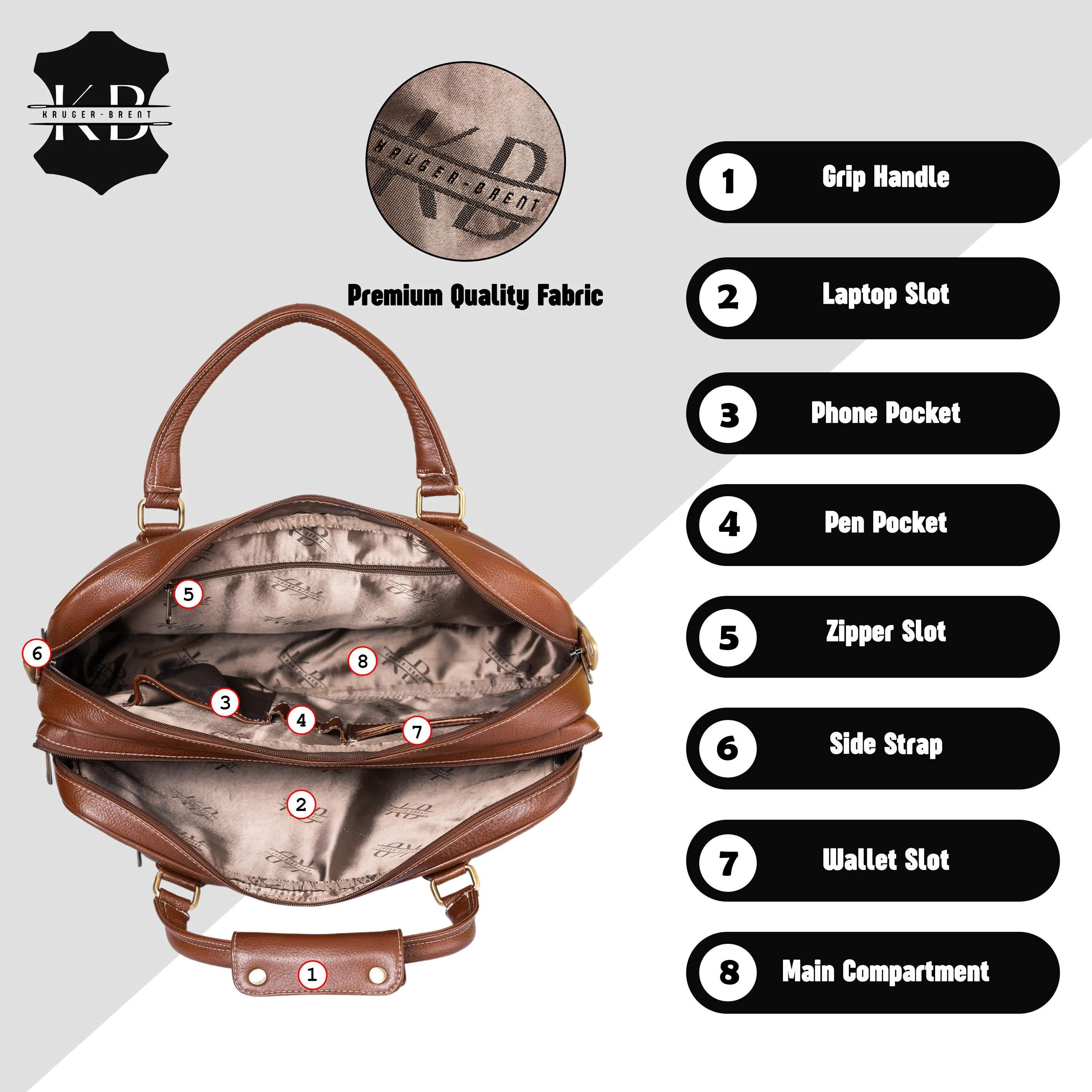 Kuger-Brent Spectre Brown Genuine Leather Unisex Messenger Bag