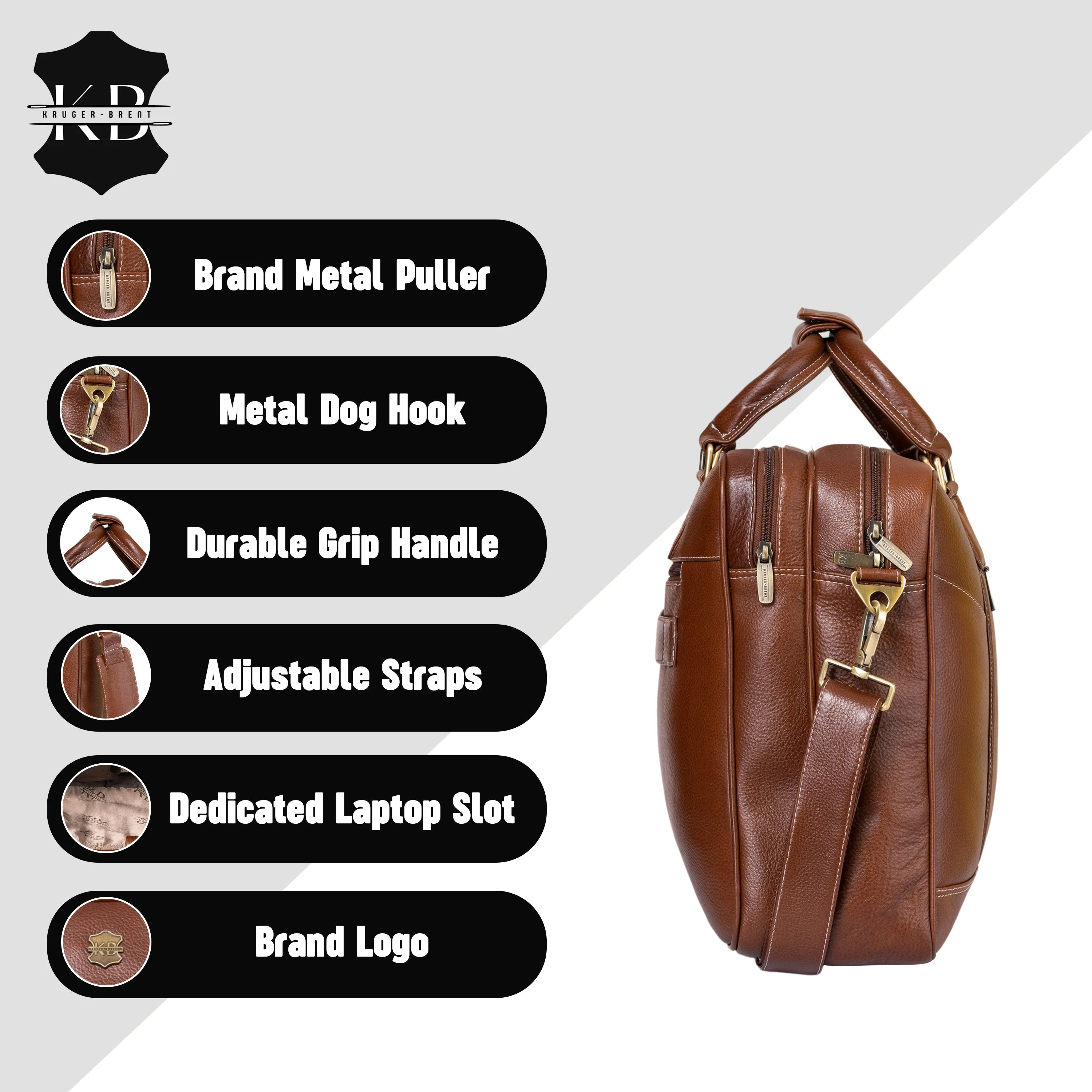 Kuger-Brent Spectre Brown Genuine Leather Unisex Messenger Bag