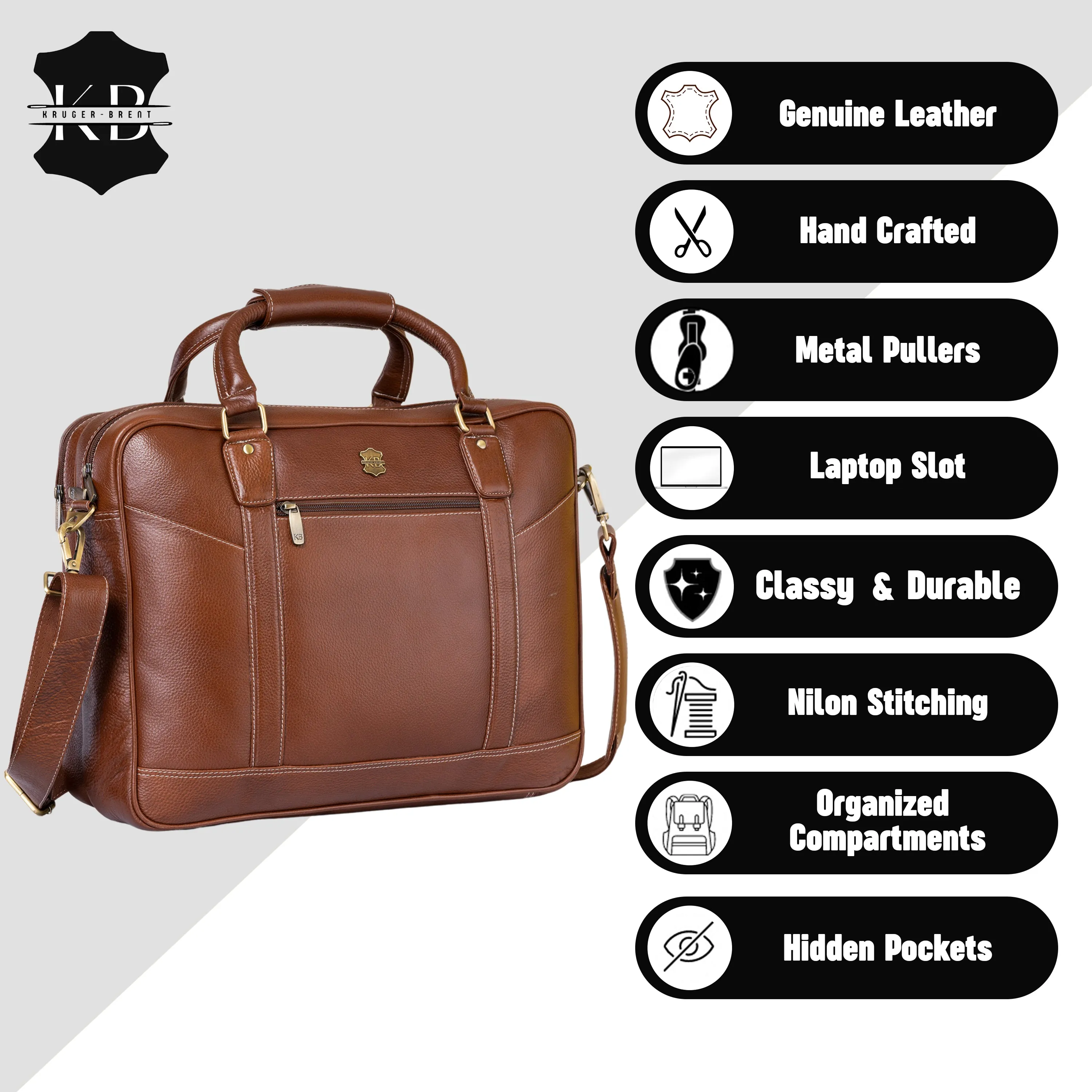 Kuger-Brent Spectre Brown Genuine Leather Unisex Messenger Bag