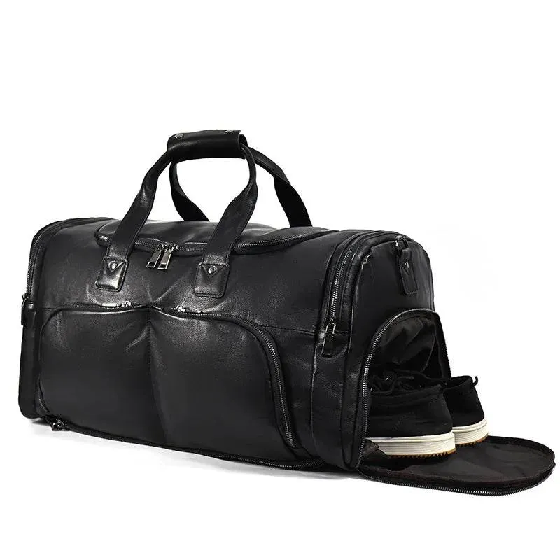 Large Genuine Leather Travel Bag – Soft Cowhide Weekender