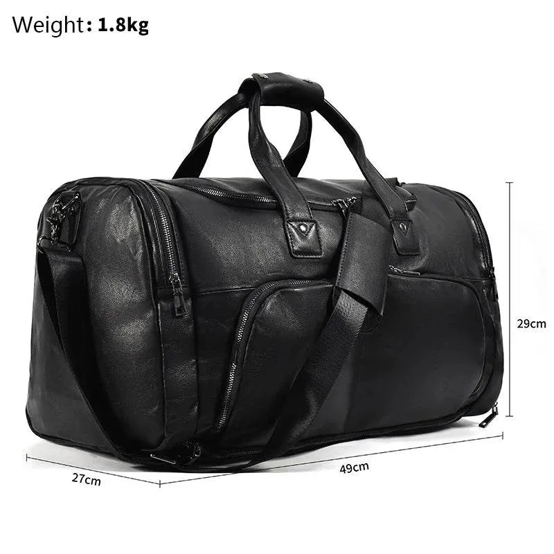 Large Genuine Leather Travel Bag – Soft Cowhide Weekender