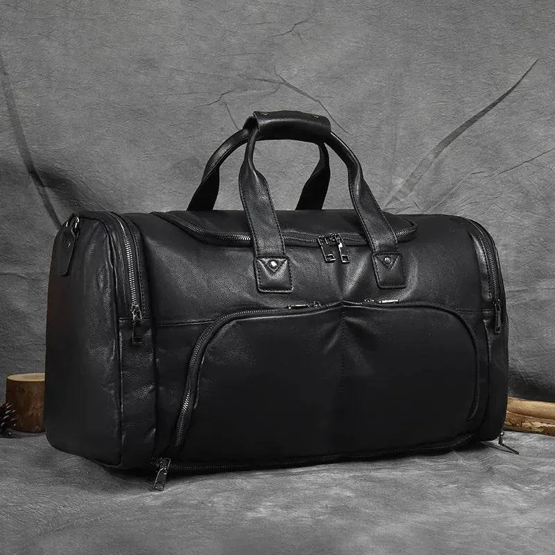 Large Genuine Leather Travel Bag – Soft Cowhide Weekender