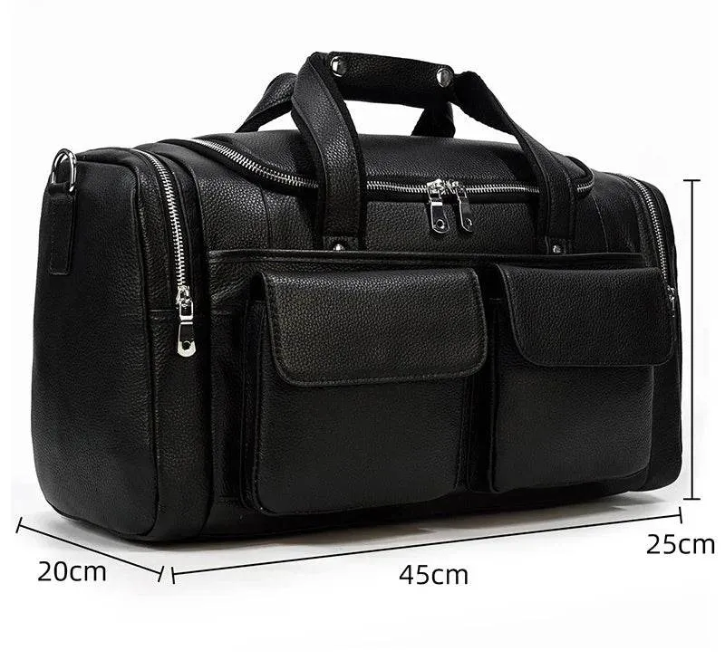 Large Genuine Leather Travel Bag – Soft Cowhide Weekender