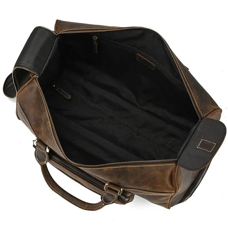 Large Genuine Leather Trolley Duffel – Rolling Luggage Bag