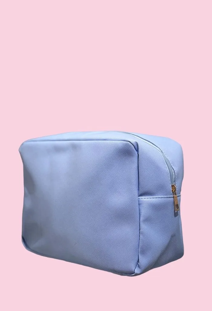 Large Pillow Talk Cosmetic Bag-Leather Baby Blue