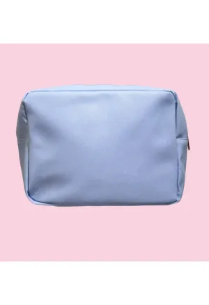 Large Pillow Talk Cosmetic Bag-Leather Baby Blue
