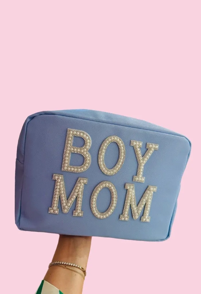 Large Pillow Talk Cosmetic Bag-Leather Baby Blue