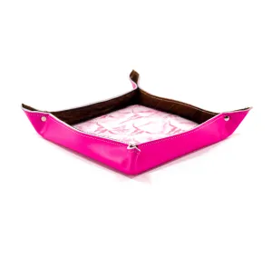 Large Tray - Smooth Hot Pink Leather w/ Western Barbie Skulls