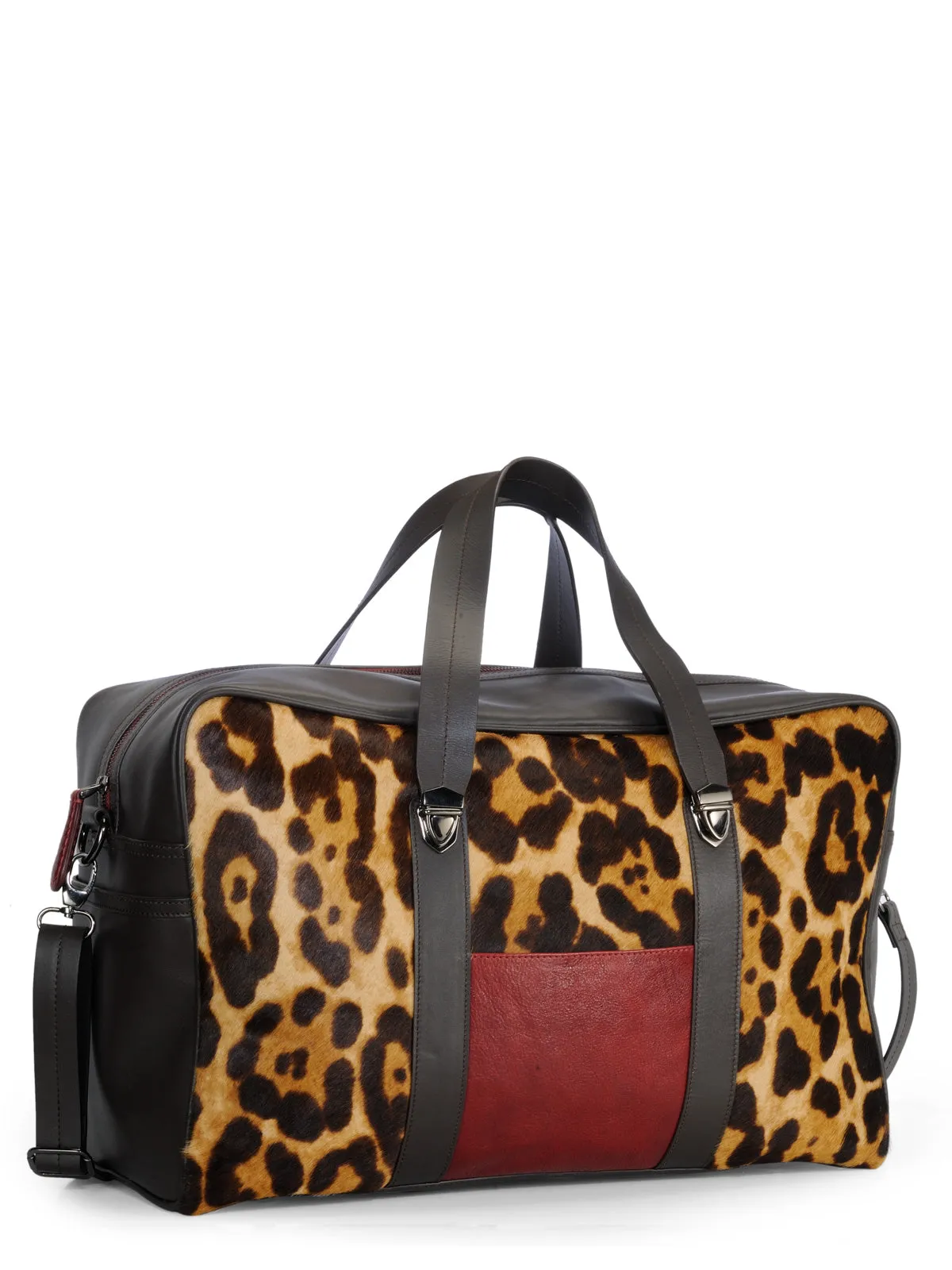 Leopard Print Italian Pony Weekender Bag
