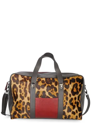Leopard Print Italian Pony Weekender Bag