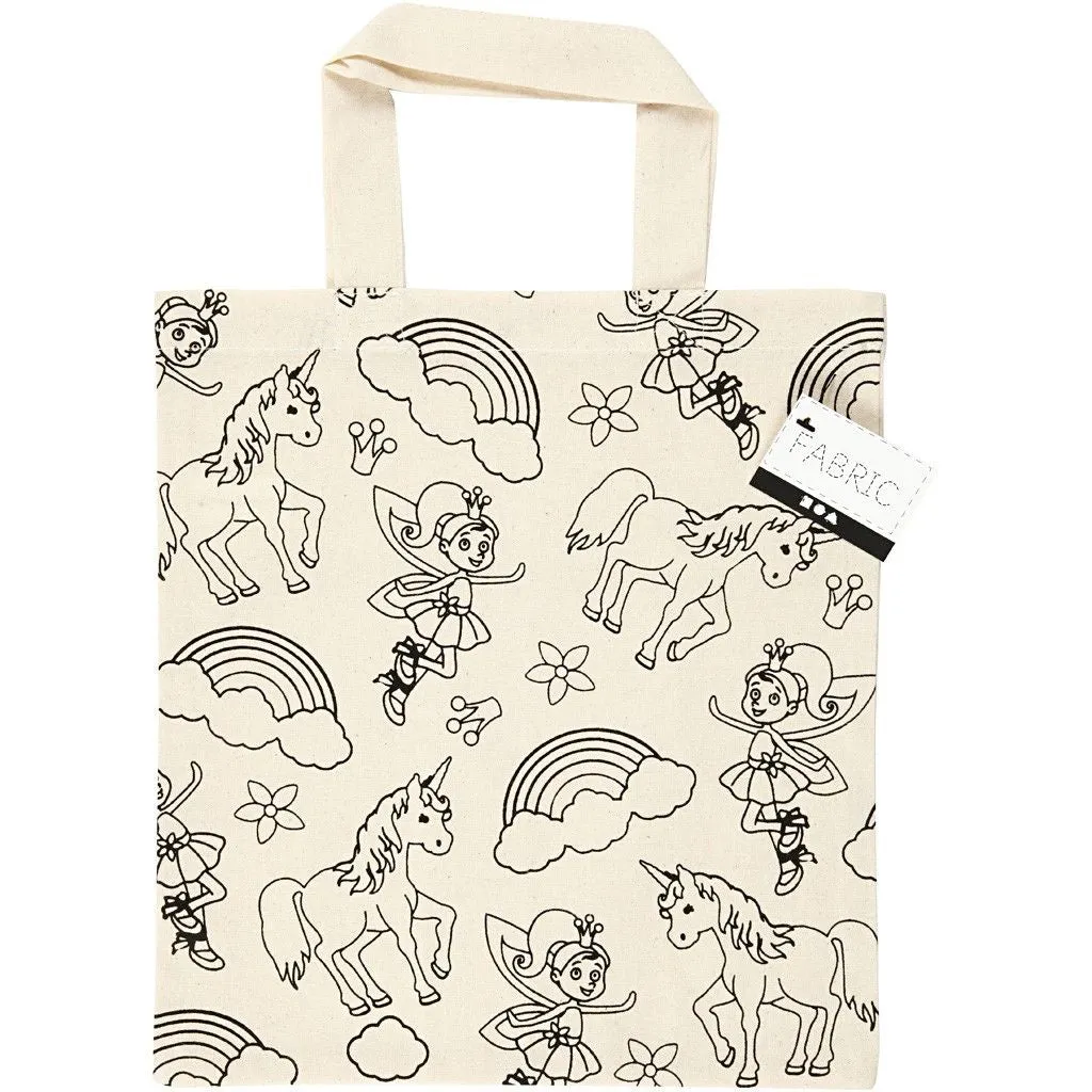 Light Natural Colour Unicorn Print Motif Cotton Shopping Bag For Storage 135g/m2
