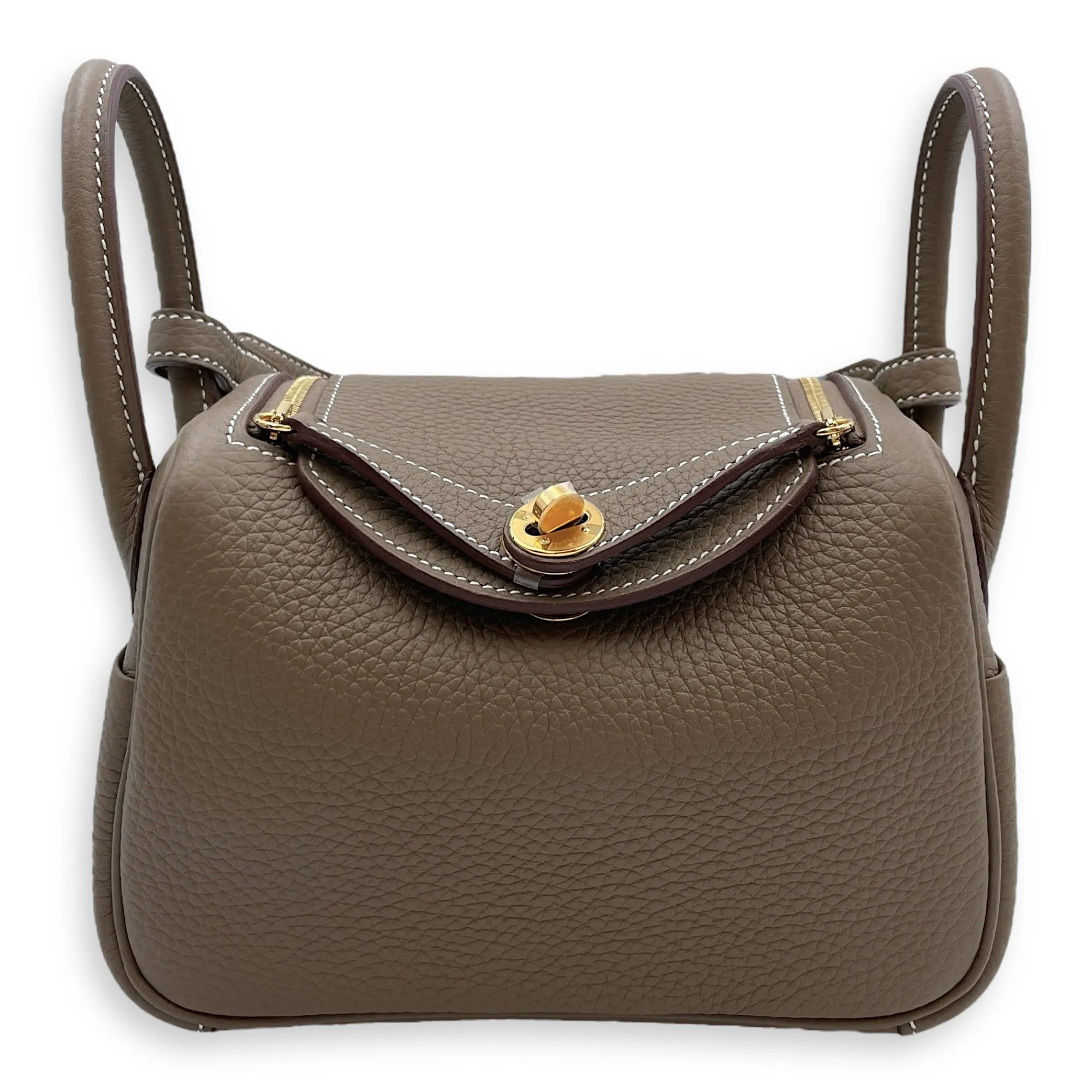 Lindy II Mini Etoupe in Clemence, Gold hardware