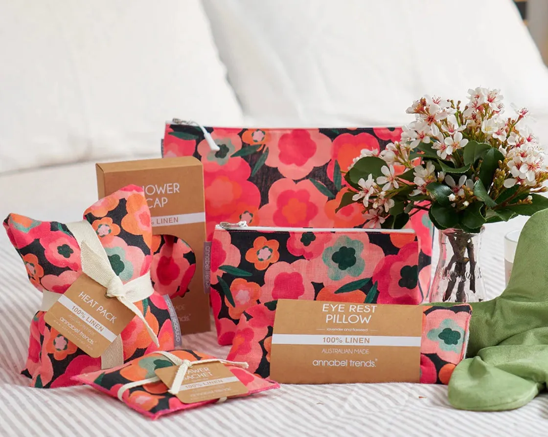 Linen Cosmetic Bags In Midnight Bloom