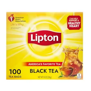 Lipton Black Tea Bags, Hot or Iced tea bags, 100 Total Count.
