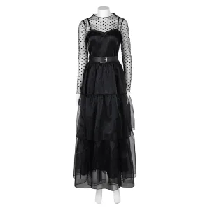 Lisa Frankenstein Misty Movie Black Long Sleeve Tulle Dress Cosplay Costume Outfits