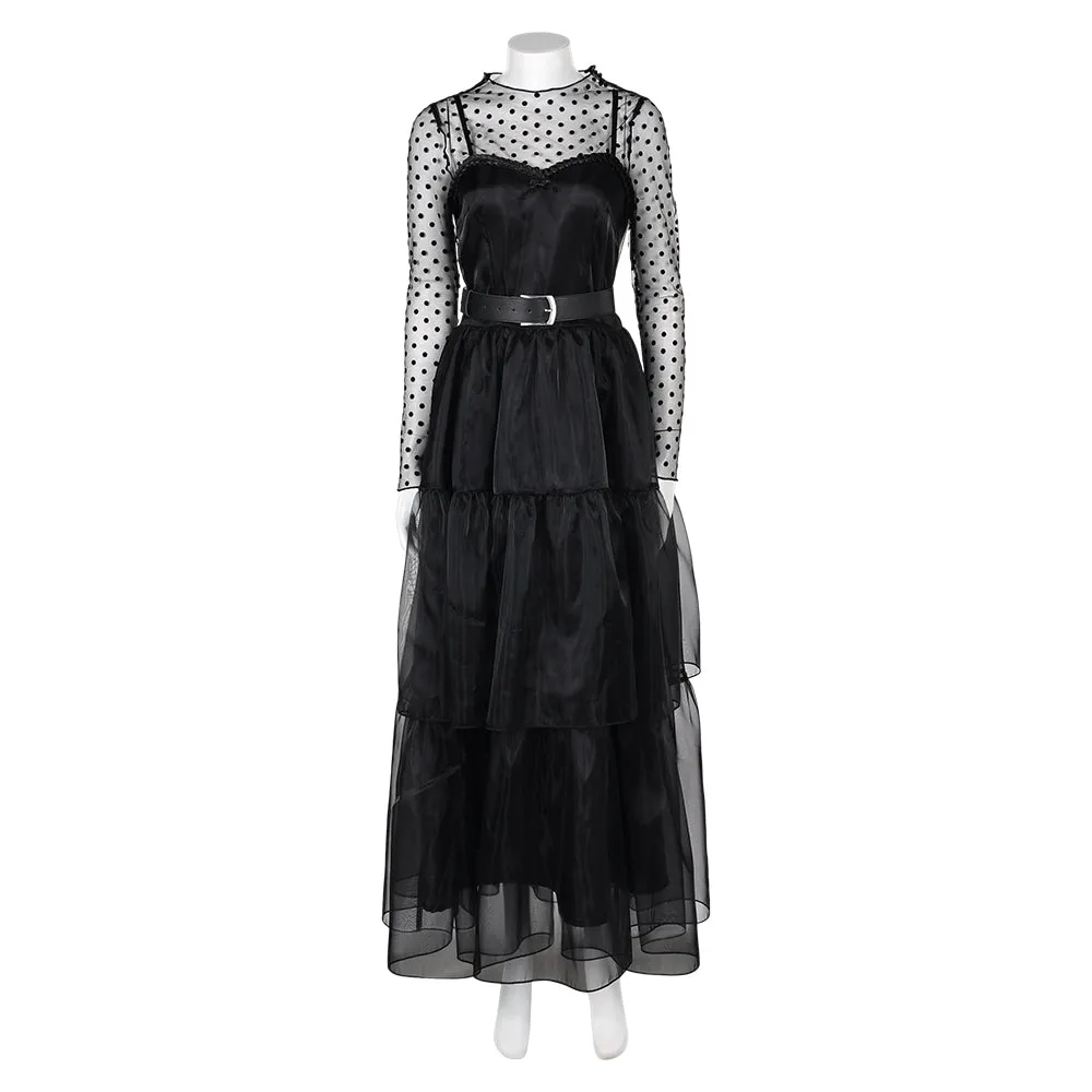 Lisa Frankenstein Misty Movie Black Long Sleeve Tulle Dress Cosplay Costume Outfits