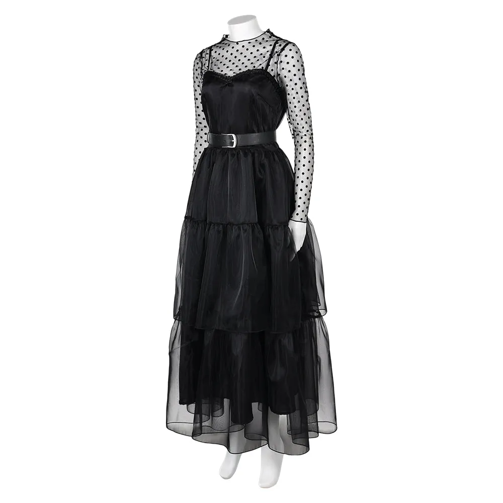 Lisa Frankenstein Misty Movie Black Long Sleeve Tulle Dress Cosplay Costume Outfits