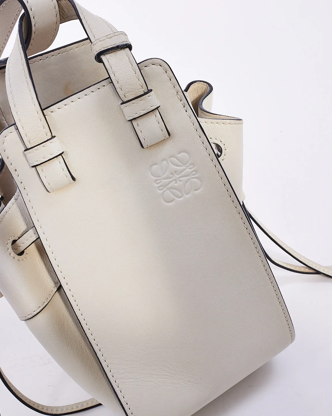 Loewe White Leather Mini Hammock Bag