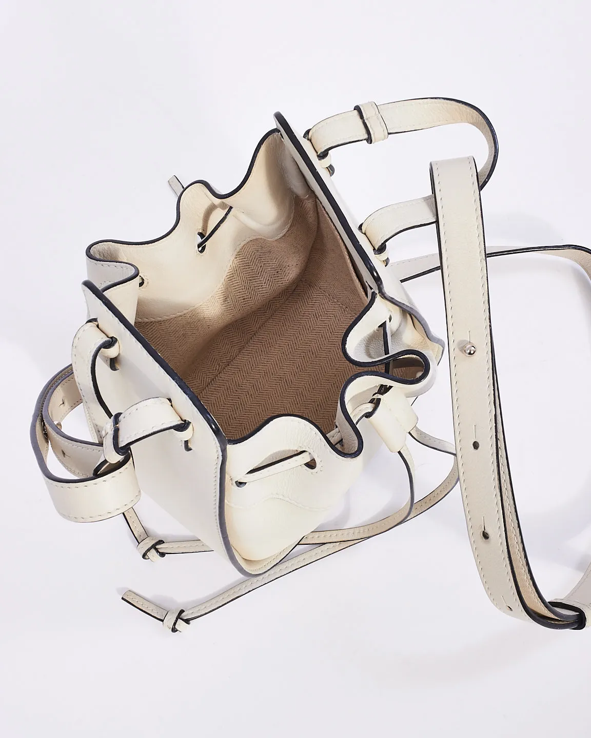 Loewe White Leather Mini Hammock Bag