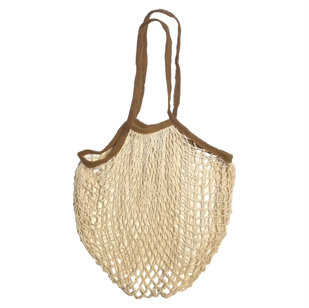 Long Handles - Organic Cotton - Reusable Grocery Mesh Shopping Bag - Bicolore