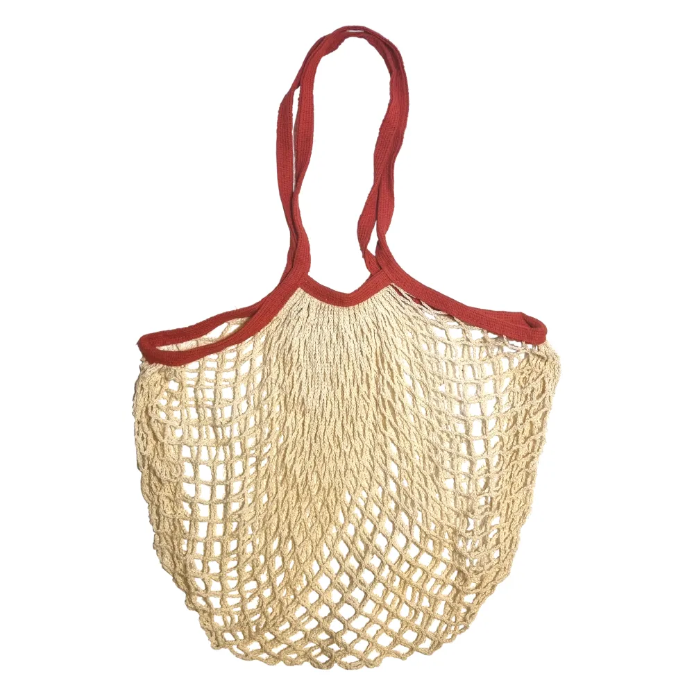 Long Handles - Organic Cotton - Reusable Grocery Mesh Shopping Bag - Bicolore