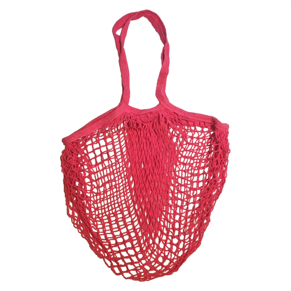 Long Handles - Organic Cotton - Reusable Grocery Mesh Shopping Bag - White