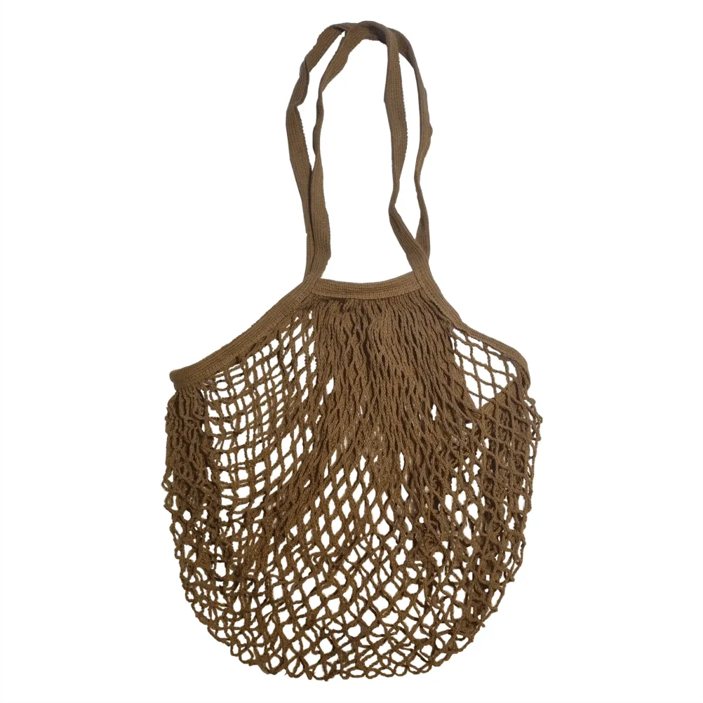 Long Handles - Organic Cotton - Reusable Grocery Mesh Shopping Bag - White