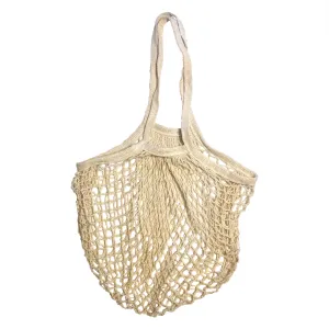 Long Handles - Organic Cotton - Reusable Grocery Mesh Shopping Bag - White