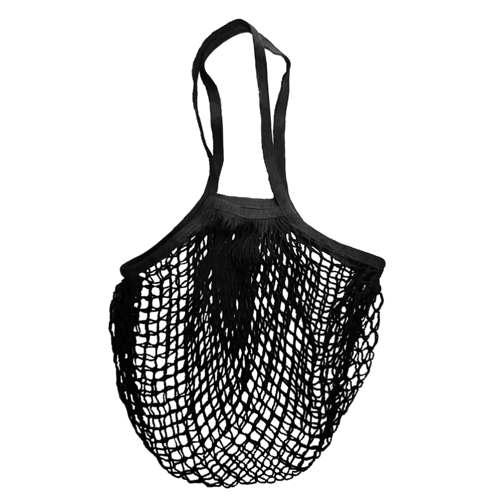Long Handles - Organic Cotton - Reusable Grocery Mesh Shopping Bag - White