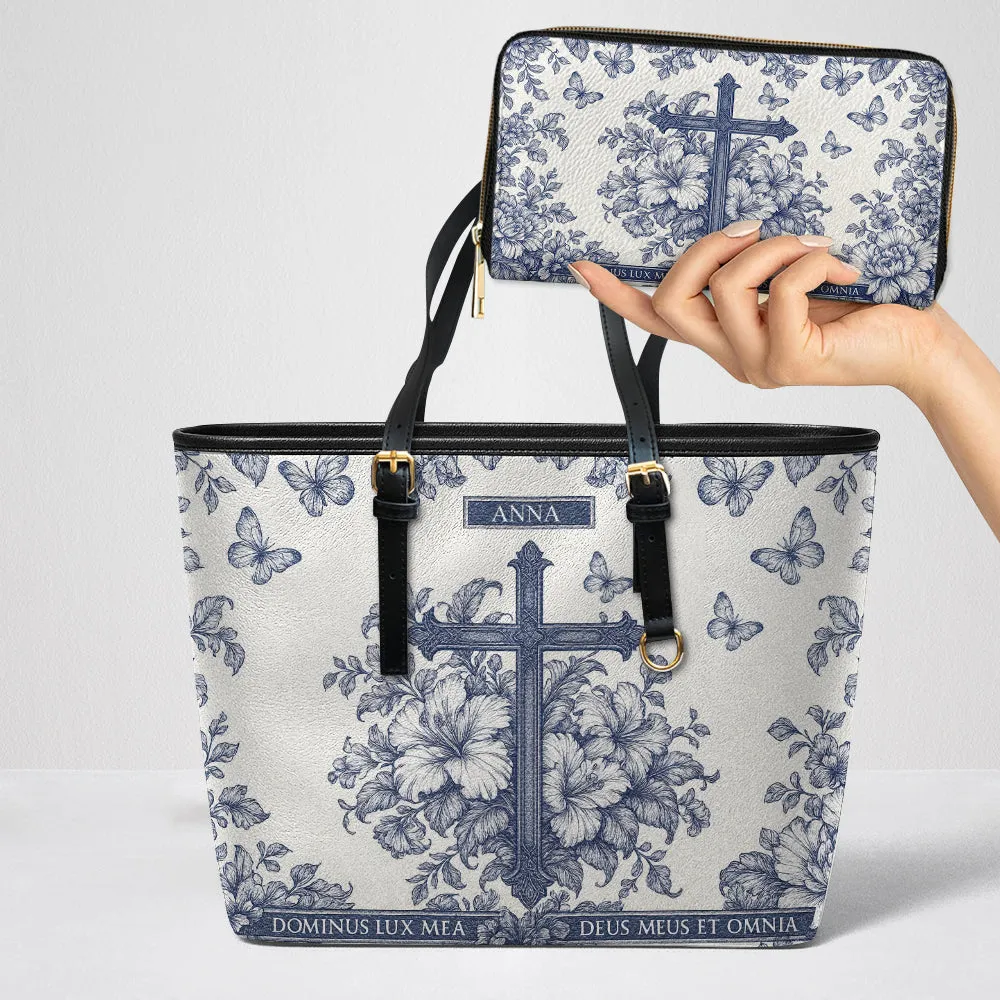 Lord Is My Light Leather Tote Bag