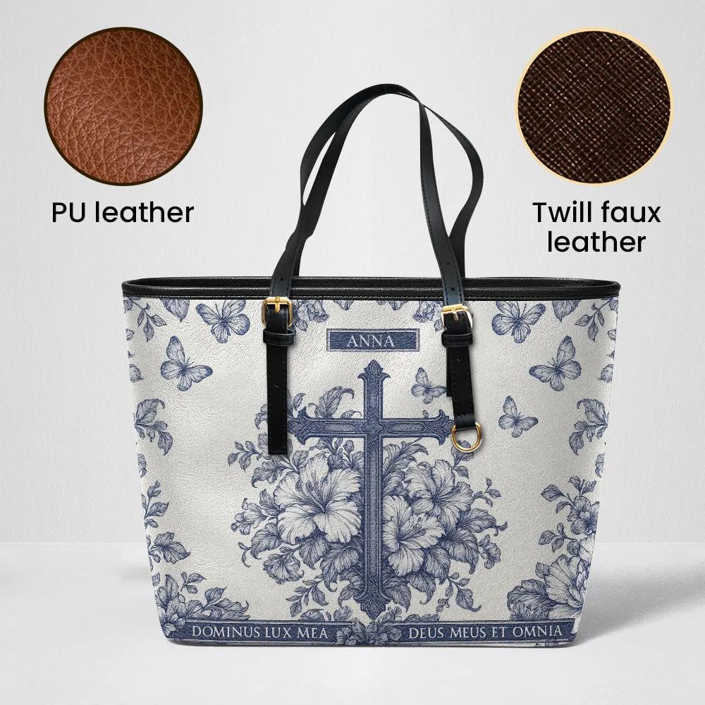 Lord Is My Light Leather Tote Bag
