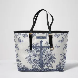 Lord Is My Light Leather Tote Bag