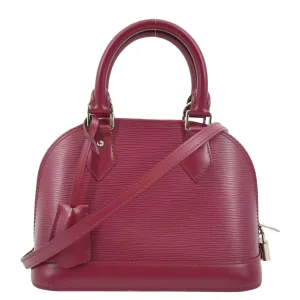 LOUIS VUITTON Alma BB Epi Leather Satchel Crossbody Bag Red