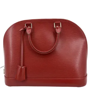 LOUIS VUITTON Alma GM Epi Leather Satchel Bag Red