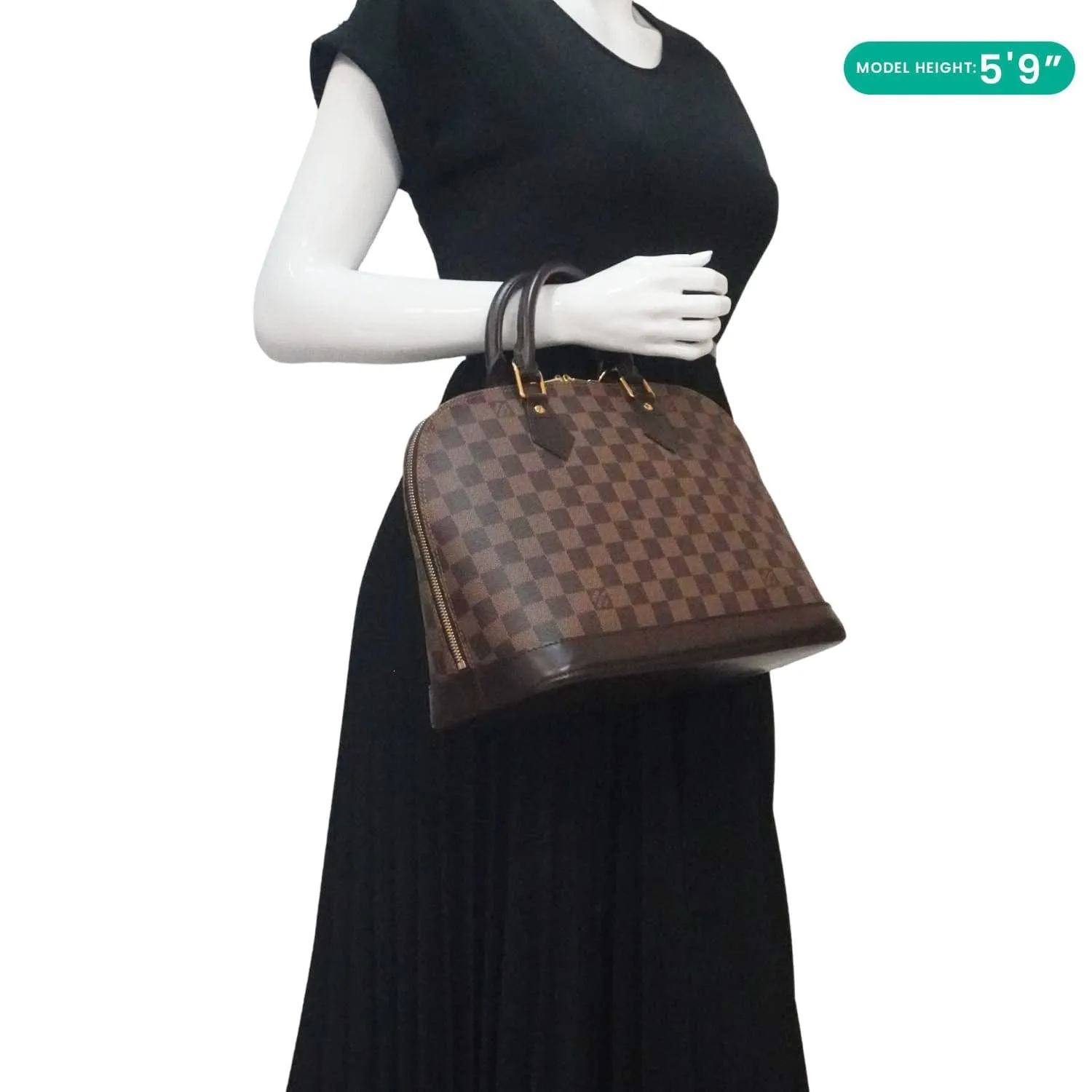 LOUIS VUITTON Alma PM Damier Ebene  Satchel Bag Brown