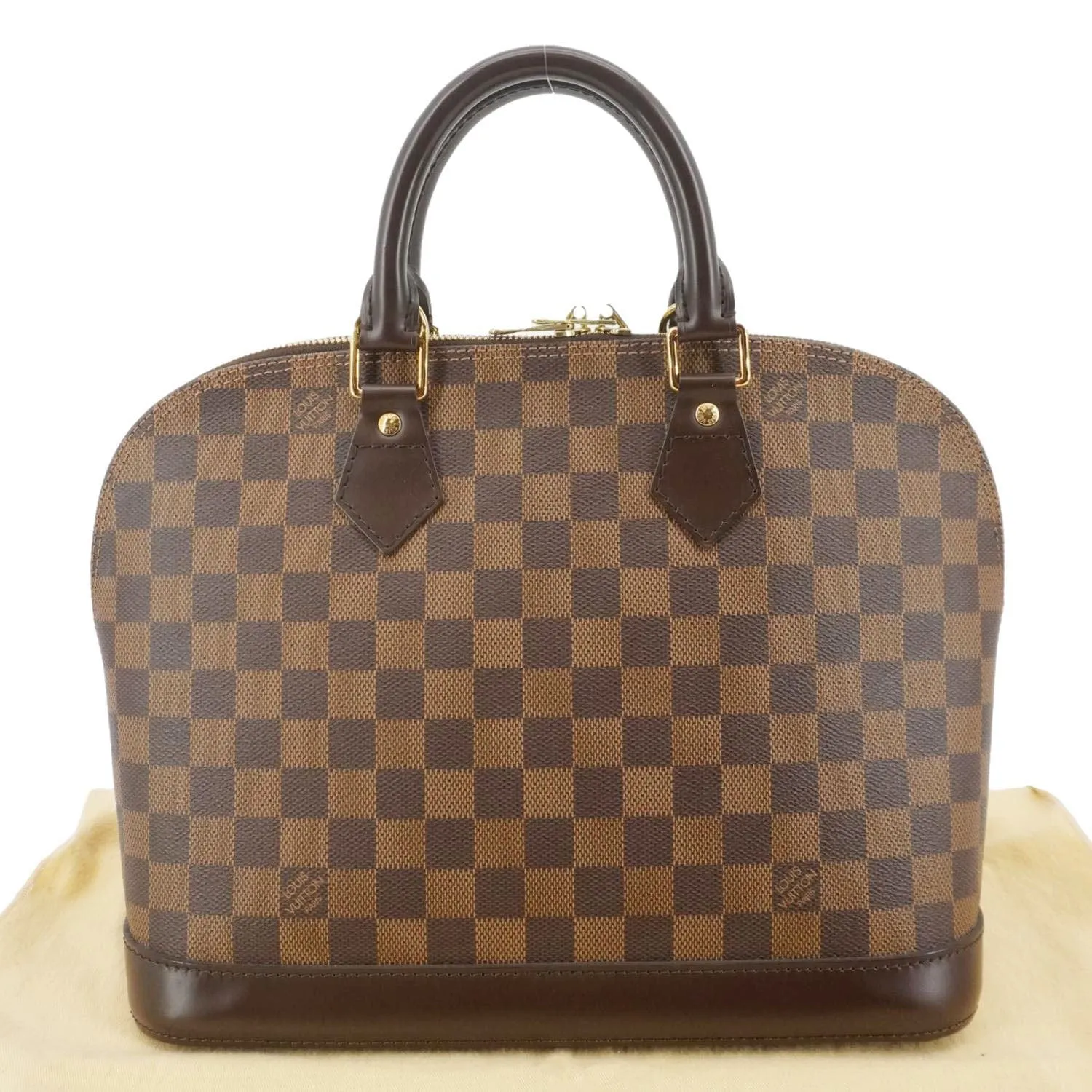 LOUIS VUITTON Alma PM Damier Ebene  Satchel Bag Brown