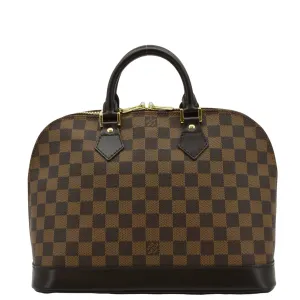 LOUIS VUITTON Alma PM Damier Ebene Satchel Bag Brown