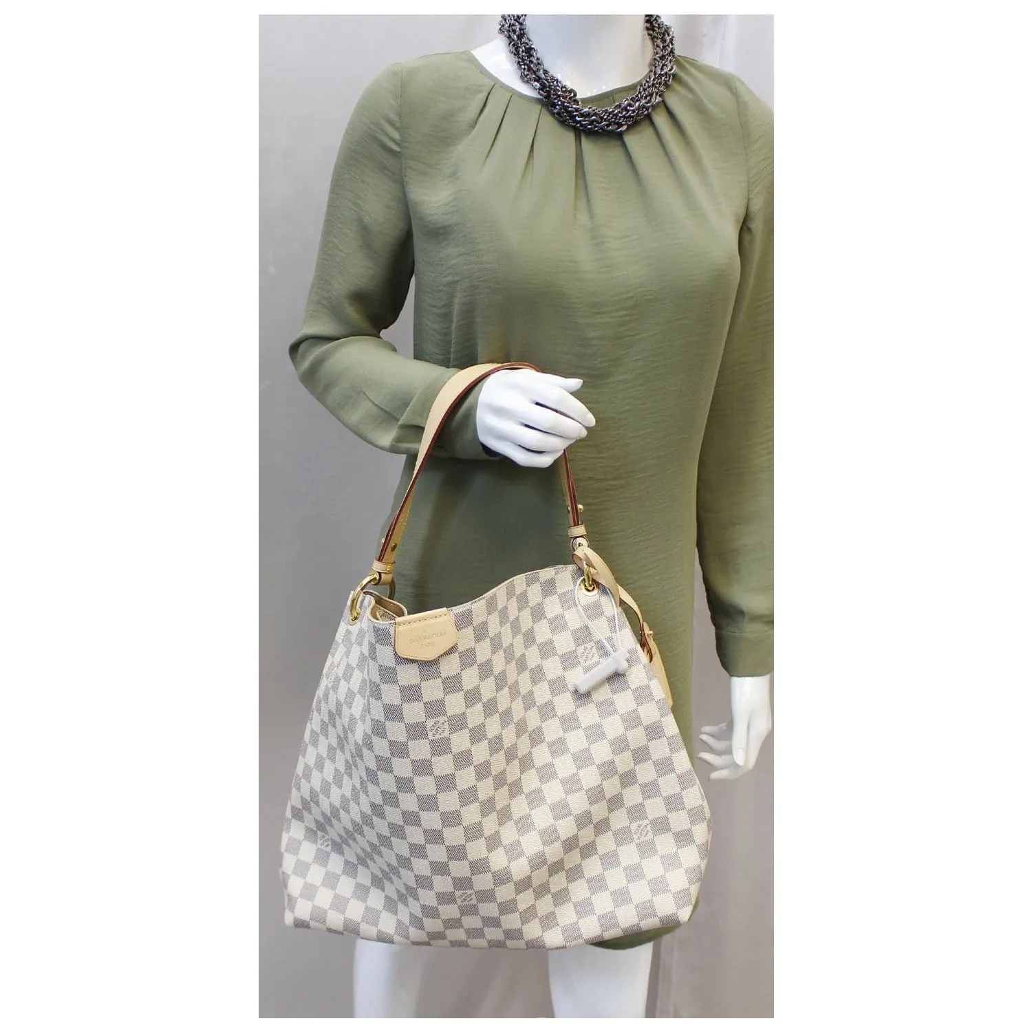 LOUIS VUITTON Graceful MM Damier Azur Shoulder Bag